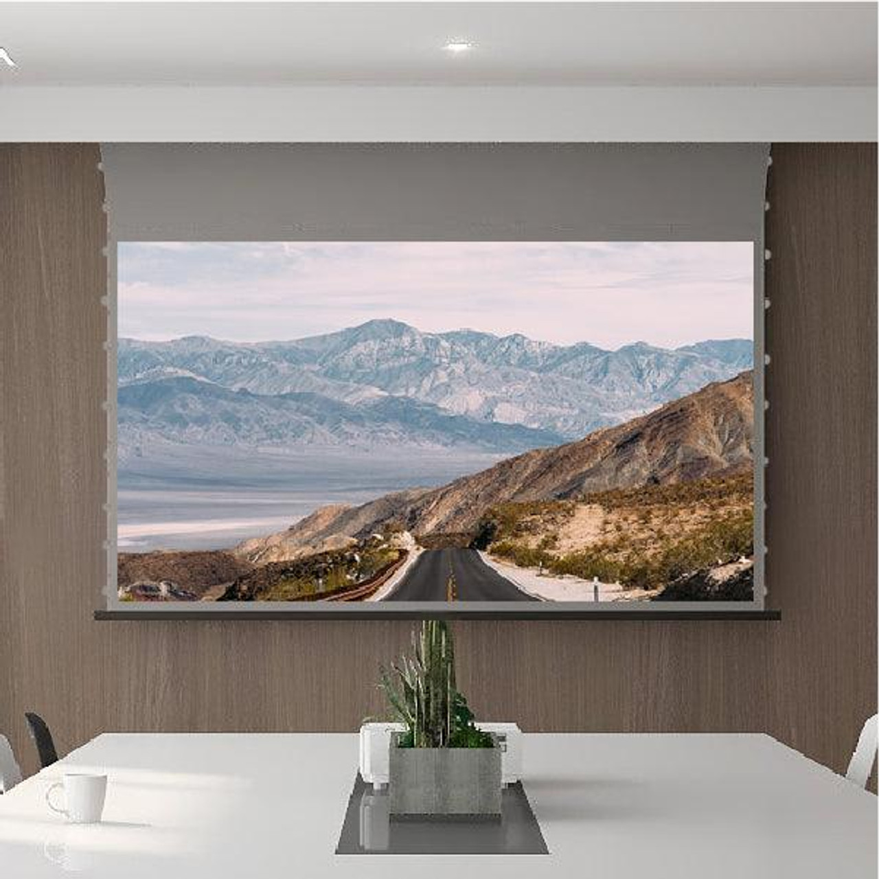 Vividstorm Slimline Obsidian Long Throw ALR Tab-Tension Motorised Projection Screens (84" - 150")