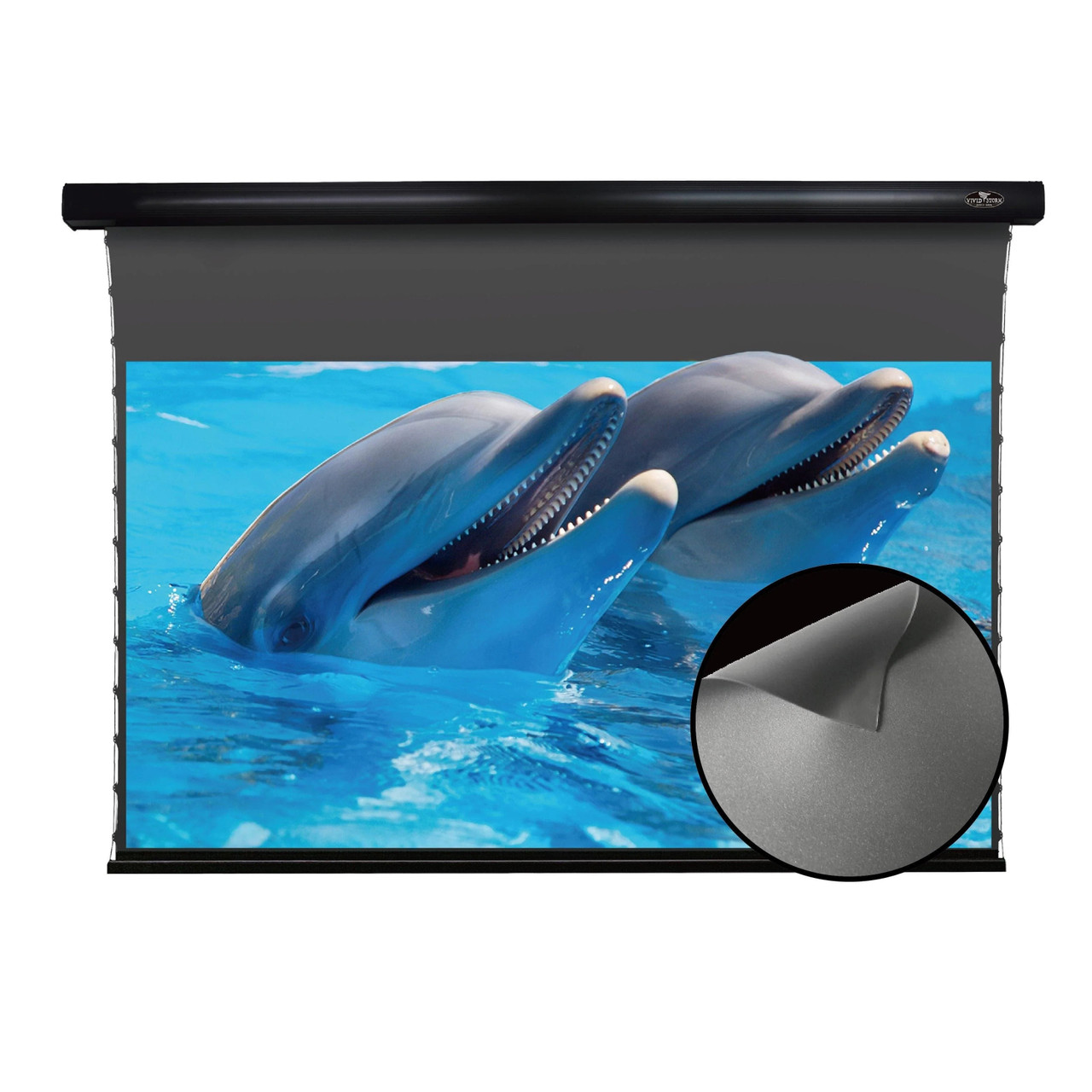 Vividstorm Slimline Obsidian Long Throw ALR Tab-Tension Motorised Projection Screens (84" - 150")