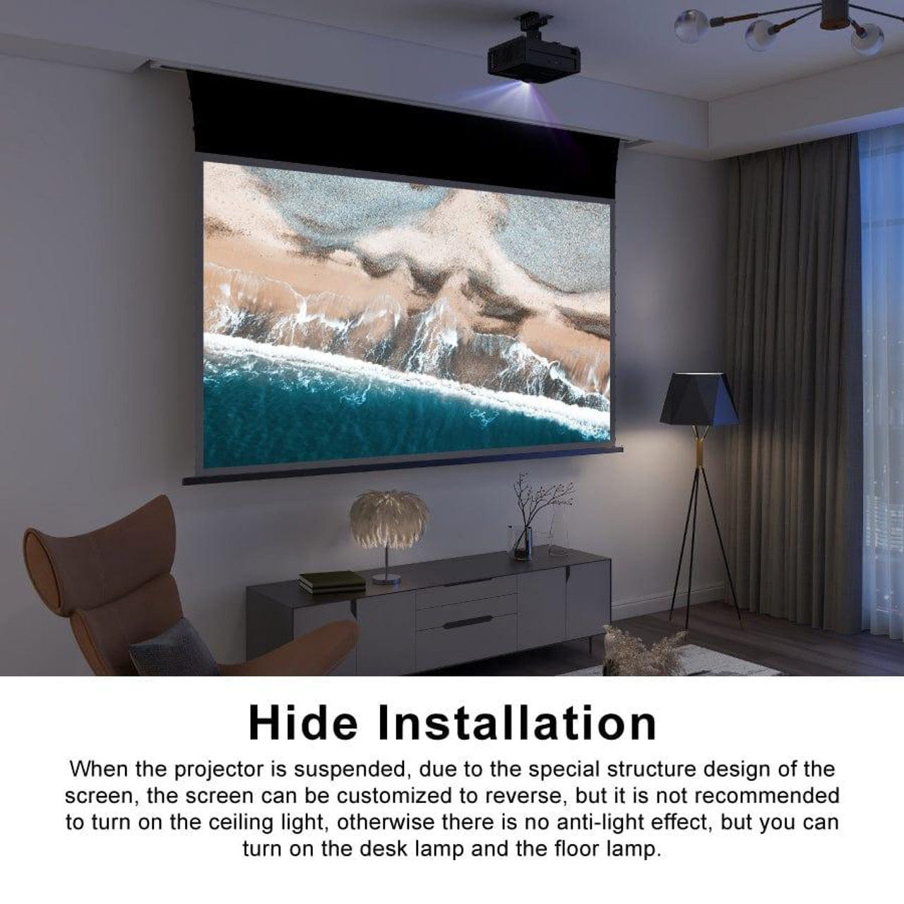 Vividstorm Pro A Slimline ALR UST Tab-Tension Motorised Projection Screens (84" - 120")