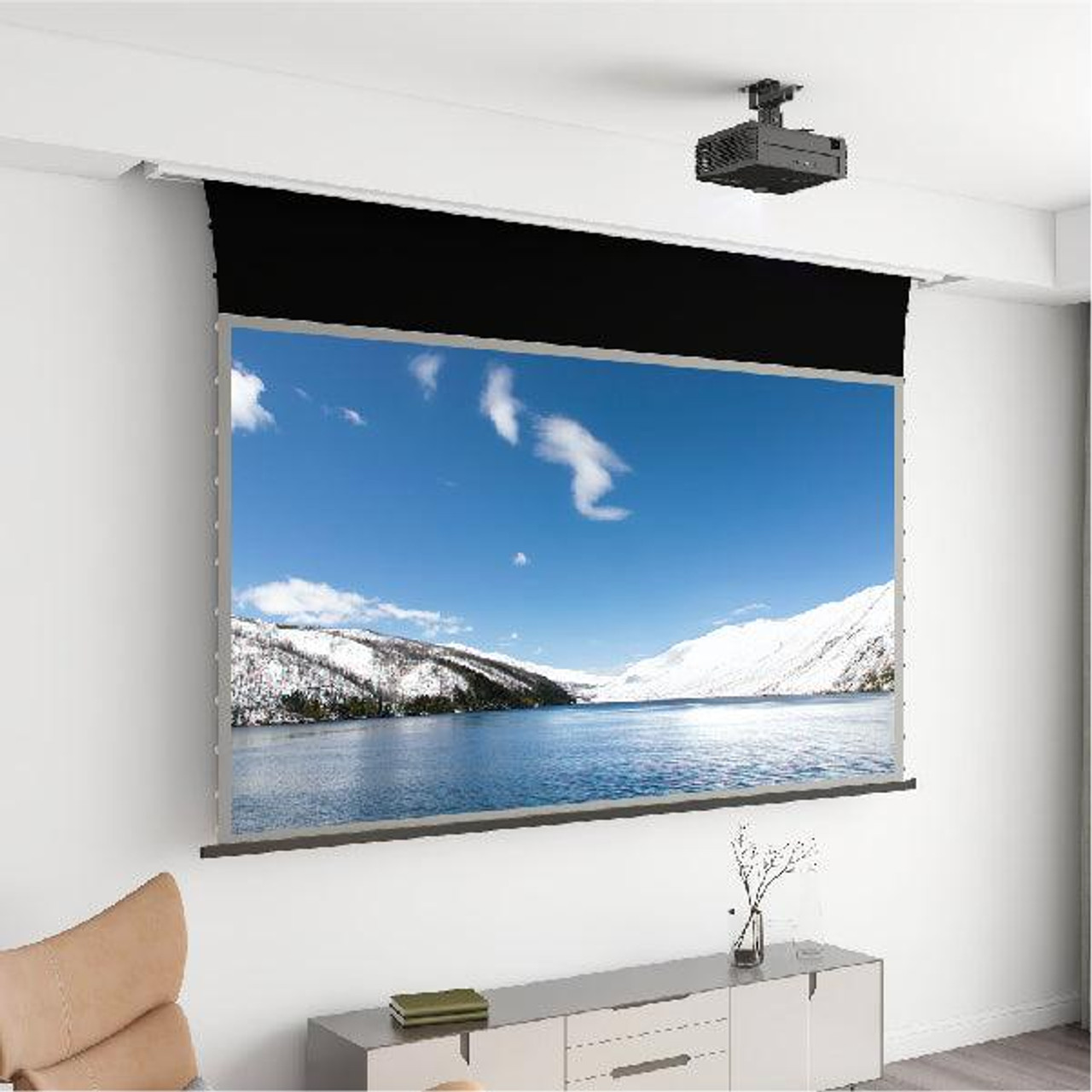 Vividstorm Pro A Slimline ALR UST Tab-Tension Motorised Projection Screens (84" - 120")