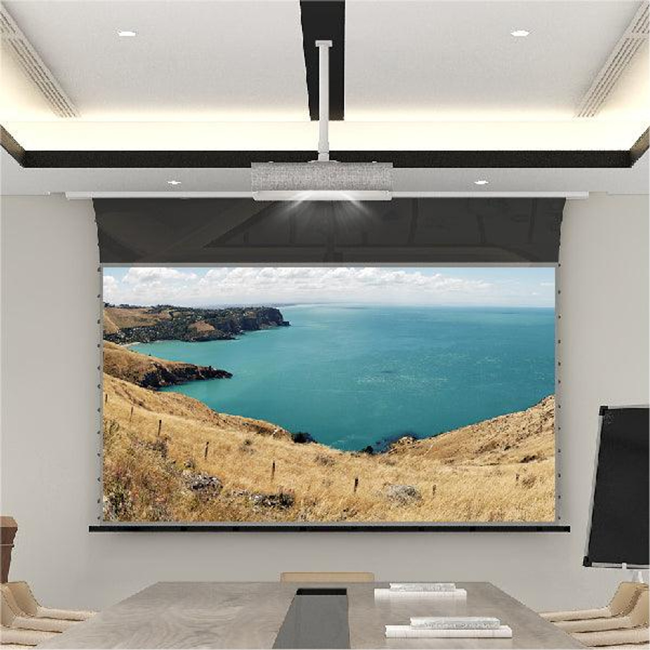 Vividstorm Pro A Slimline ALR UST Tab-Tension Motorised Projection Screens (84" - 120")