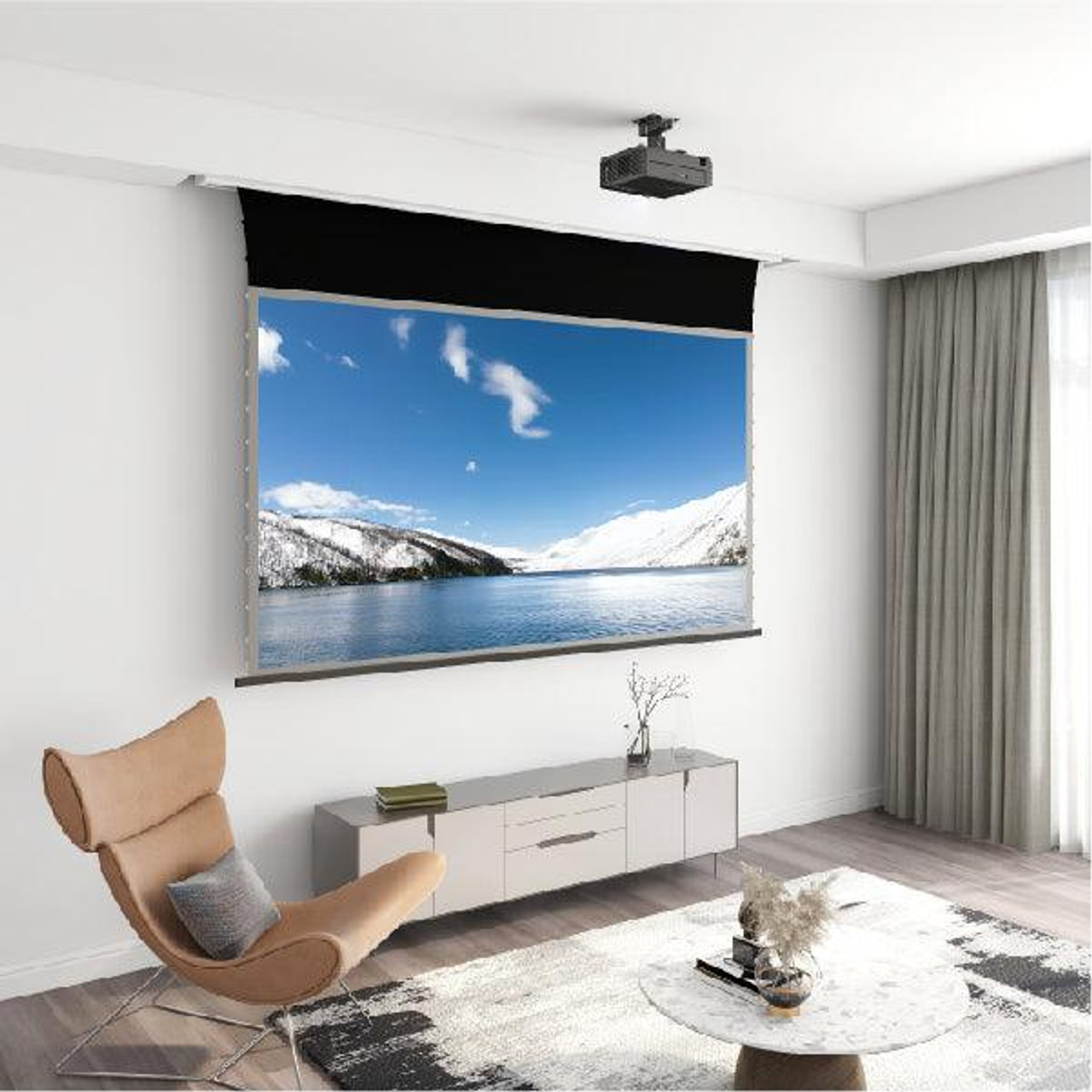 Vividstorm Pro PA Slimline ALR UST Perforated Tab-Tension Motorised Projection Screens (84" - 120")