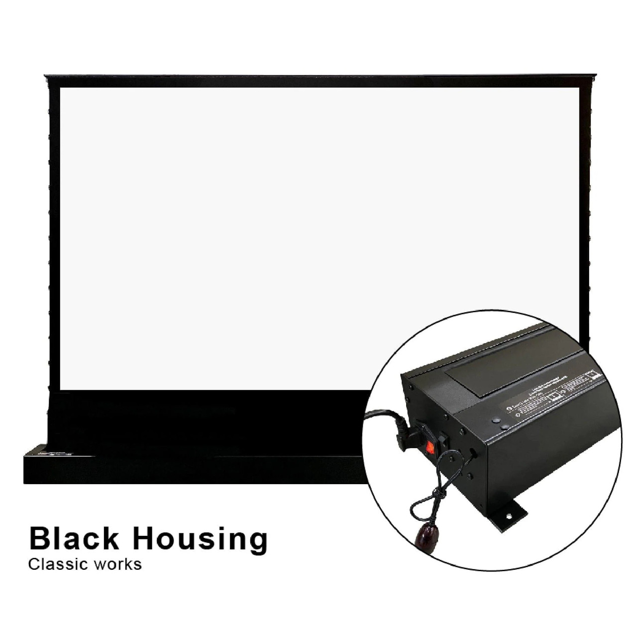 Vividstorm S Pearlescent White Cinema Plus Tab-Tension Floor Rising Motorised Projection Screens (72" - 150")