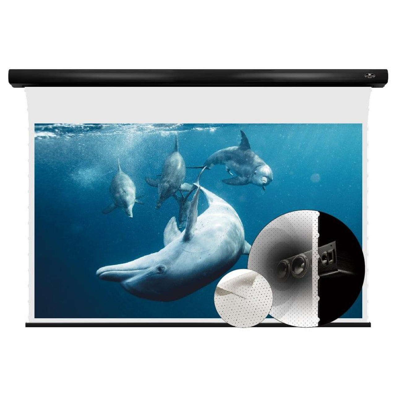 Vividstorm Slimline White Cinema Perforated Tab-Tension Motorised Projection Screens (84" - 120")