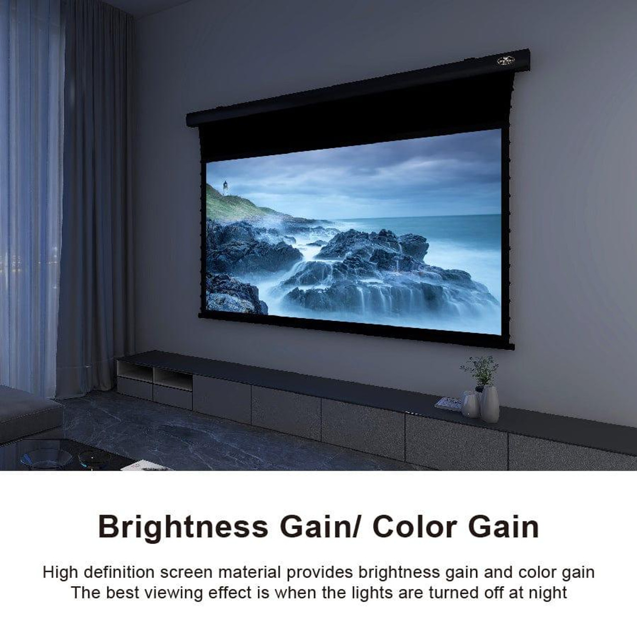 Vividstorm Slimline White Cinema Perforated Tab-Tension Motorised Projection Screens (84" - 120")