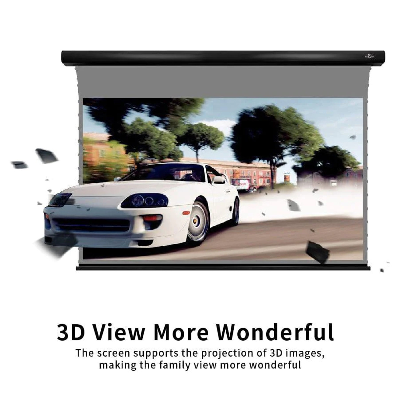 Vividstorm Slimline 3D Obsidian Long Throw ALR Tab-Tension Motorised Projection Screens (84" - 120")