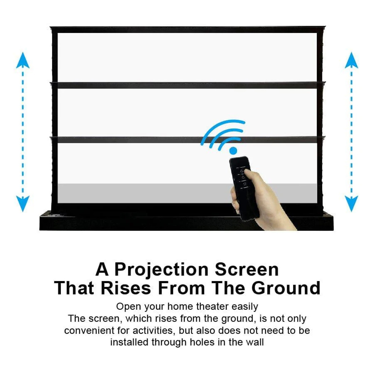 Vividstorm White Cinema Perforated Tab-Tension Floor Rising Motorised Projection Screens (72" - 120")