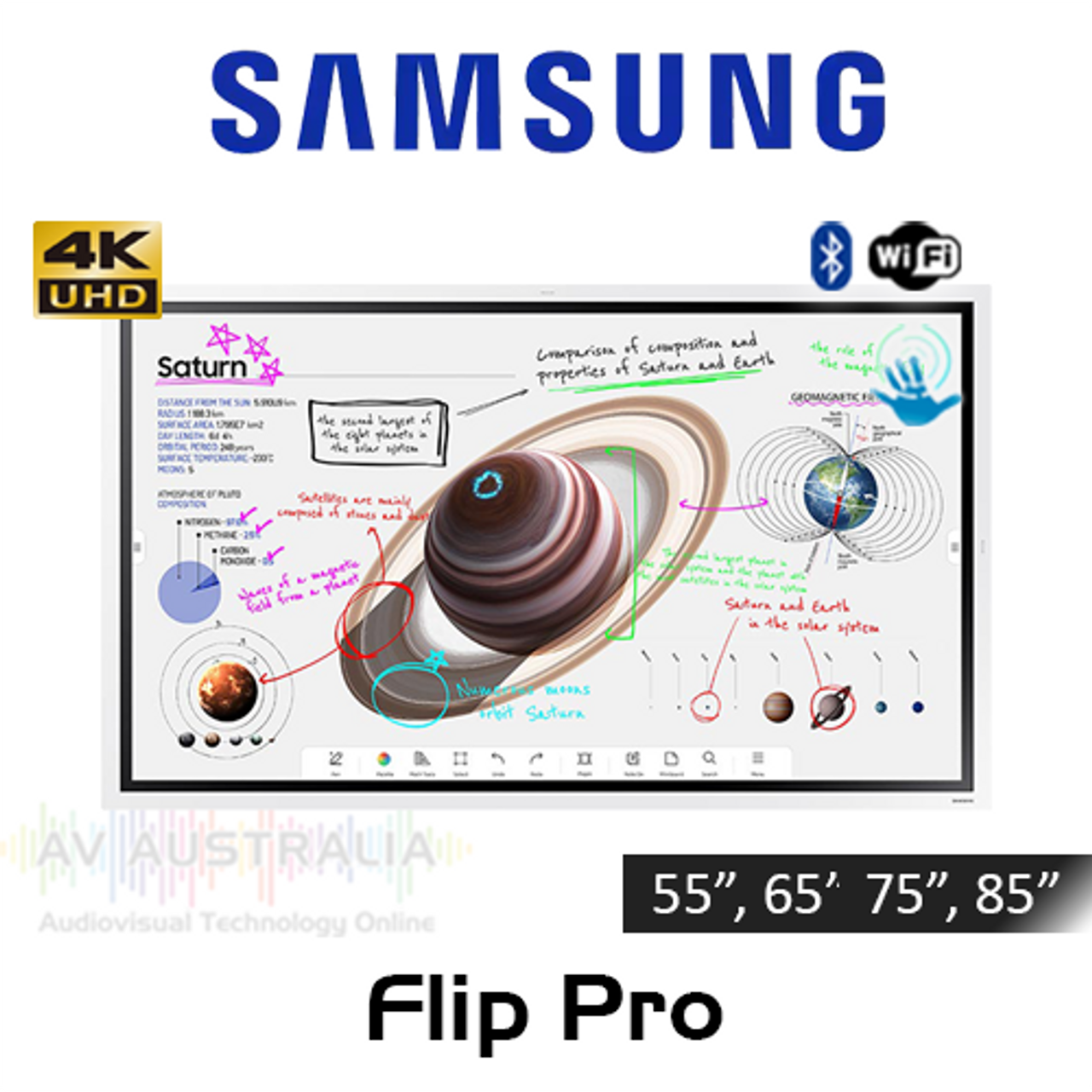 Samsung Flip Pro 4K UHD 350 Nits 16/7 Interactive Digital Whiteboard (55" - 85")