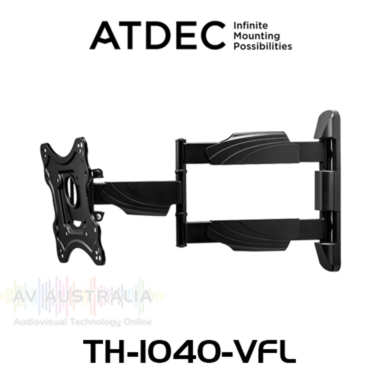 Atdec TH-1040-VFL 200x200mm VESA Ultra Slim Full Motion TV Wall Mount (35kg Max)