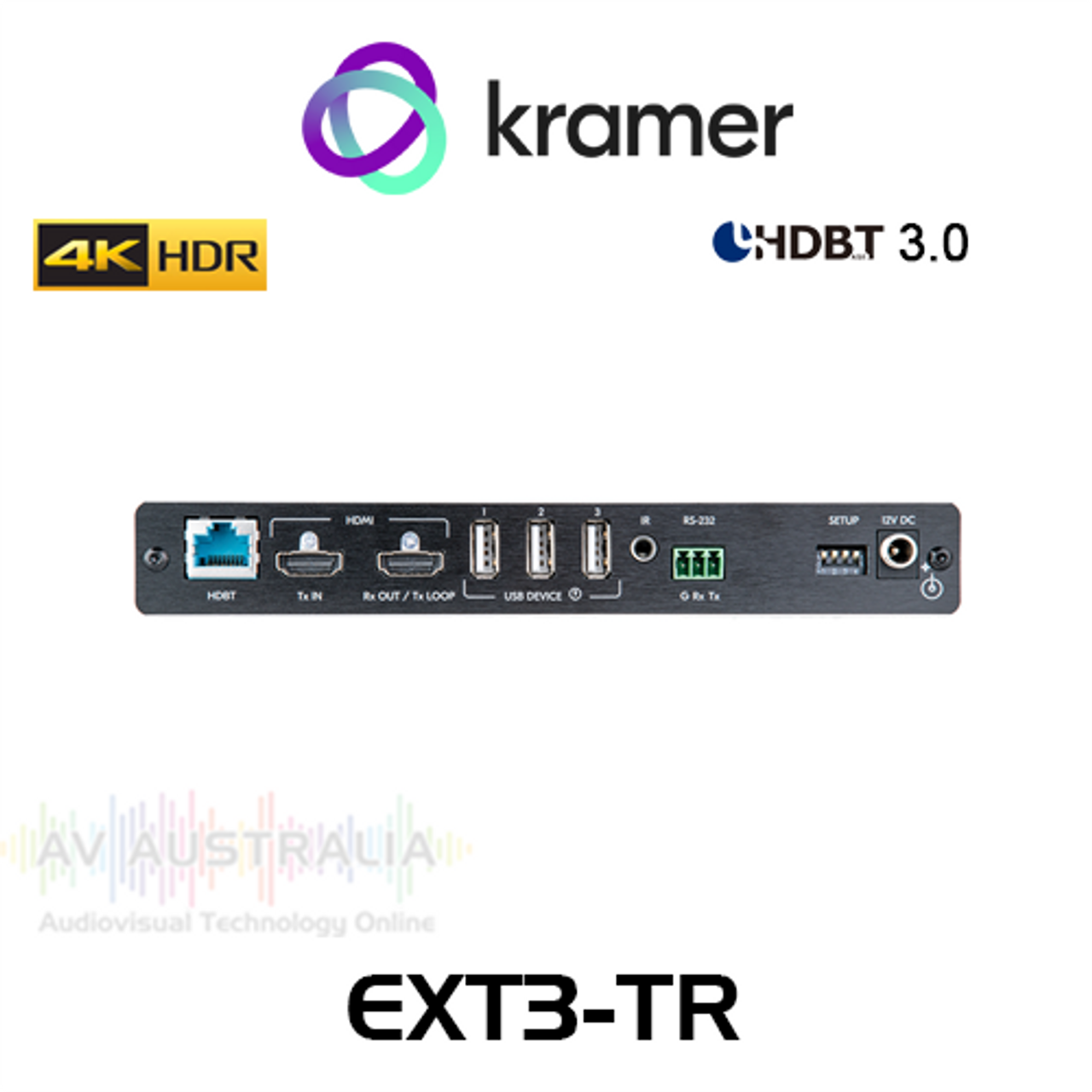 Kramer EXT3-TR 4K60 4:4:4 HDMI over HDBaseT 3.0 Extender w/ USB, RS-232 & IR (40m)