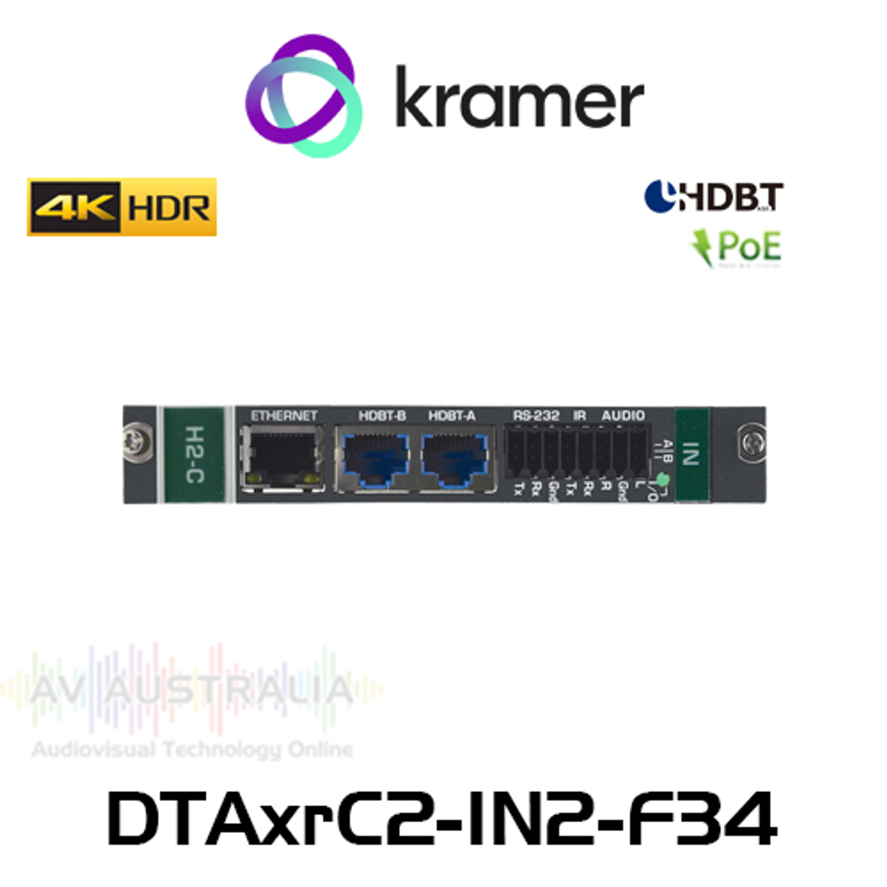 Kramer DTAxrC2-IN2-F34 2-Channel 4K HDR HDMI Over HDBaseT Input Card