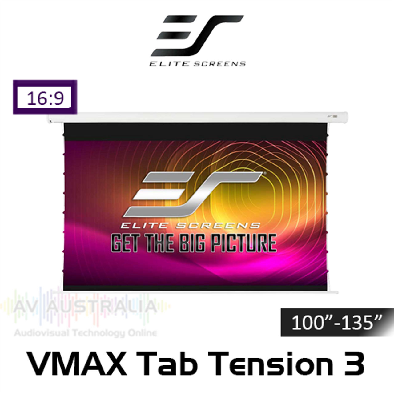 Elite Screens VMAX Tab-Tension 3 CineWhite ISF Motorised Projection Screens (100"-135")