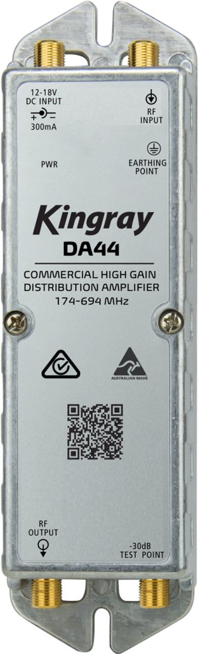 Kingray DA44 F Type High Gain Distribution Amplifier (174 - 694MHz)