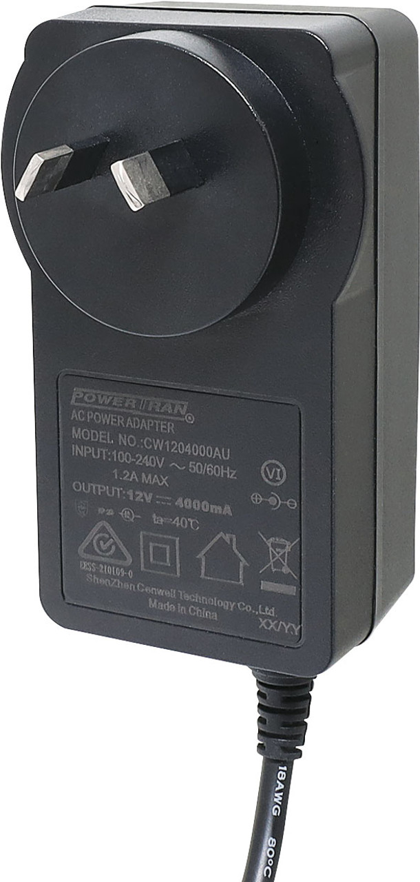 PowerTran 12V DC 2/4 Amp 2.1mm Tip Appliance Plugpack