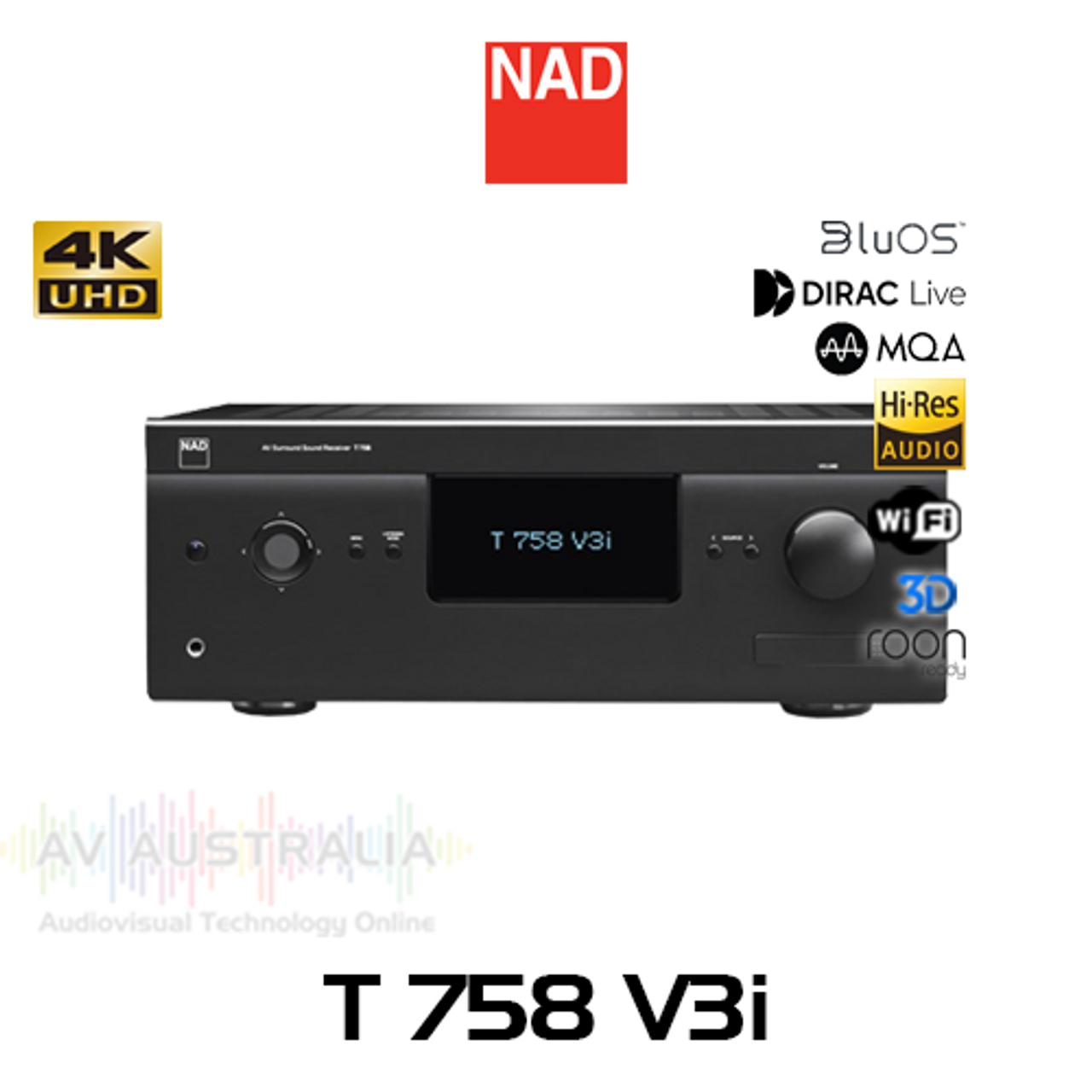 NAD T 758 V3i 7.1-Ch 4K Dolby Atmos Dirac Live AV Receiver