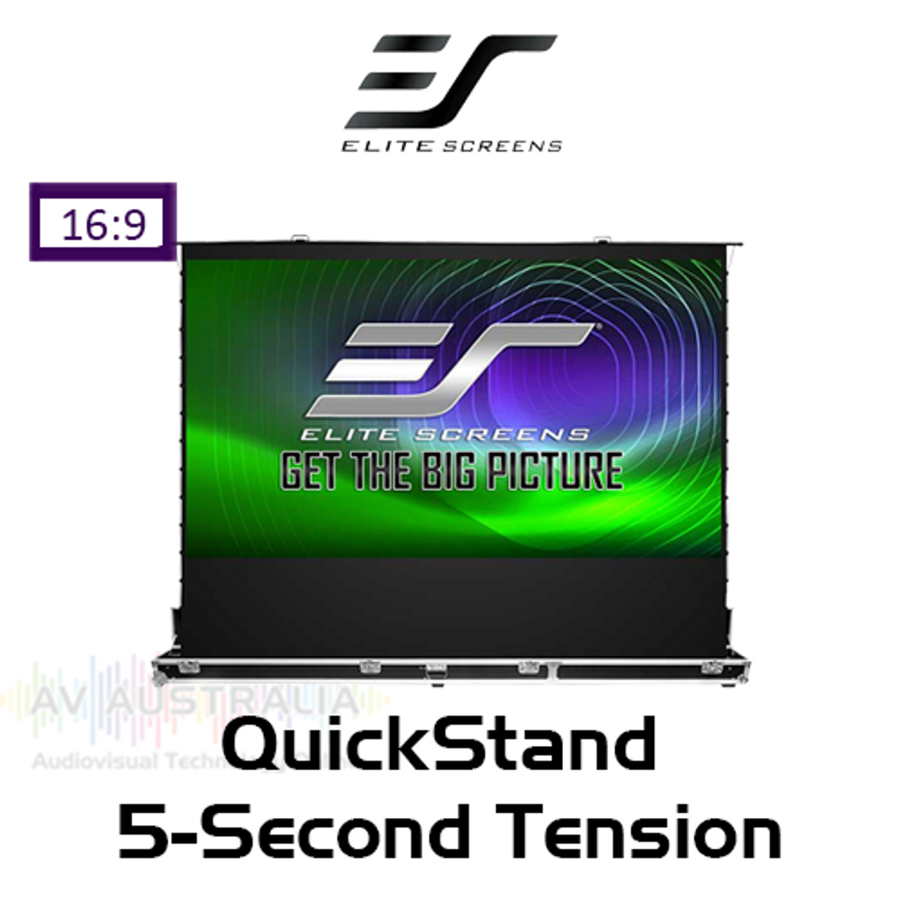 Elite Screens QuickStand 5-Second Tension 145" 16:9 CineGrey 5D CLR Pull-Up Portable Projection Screen