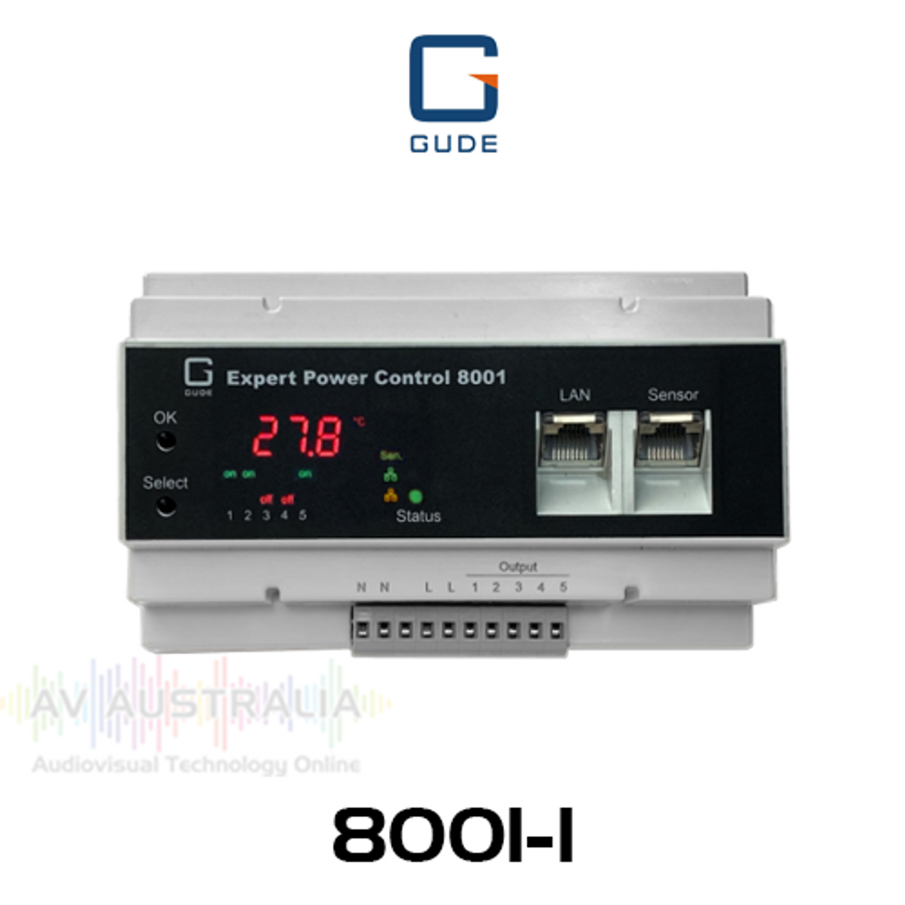 GUDE 5-Fold Switched and Outlet-Metered DIN Rail PDU