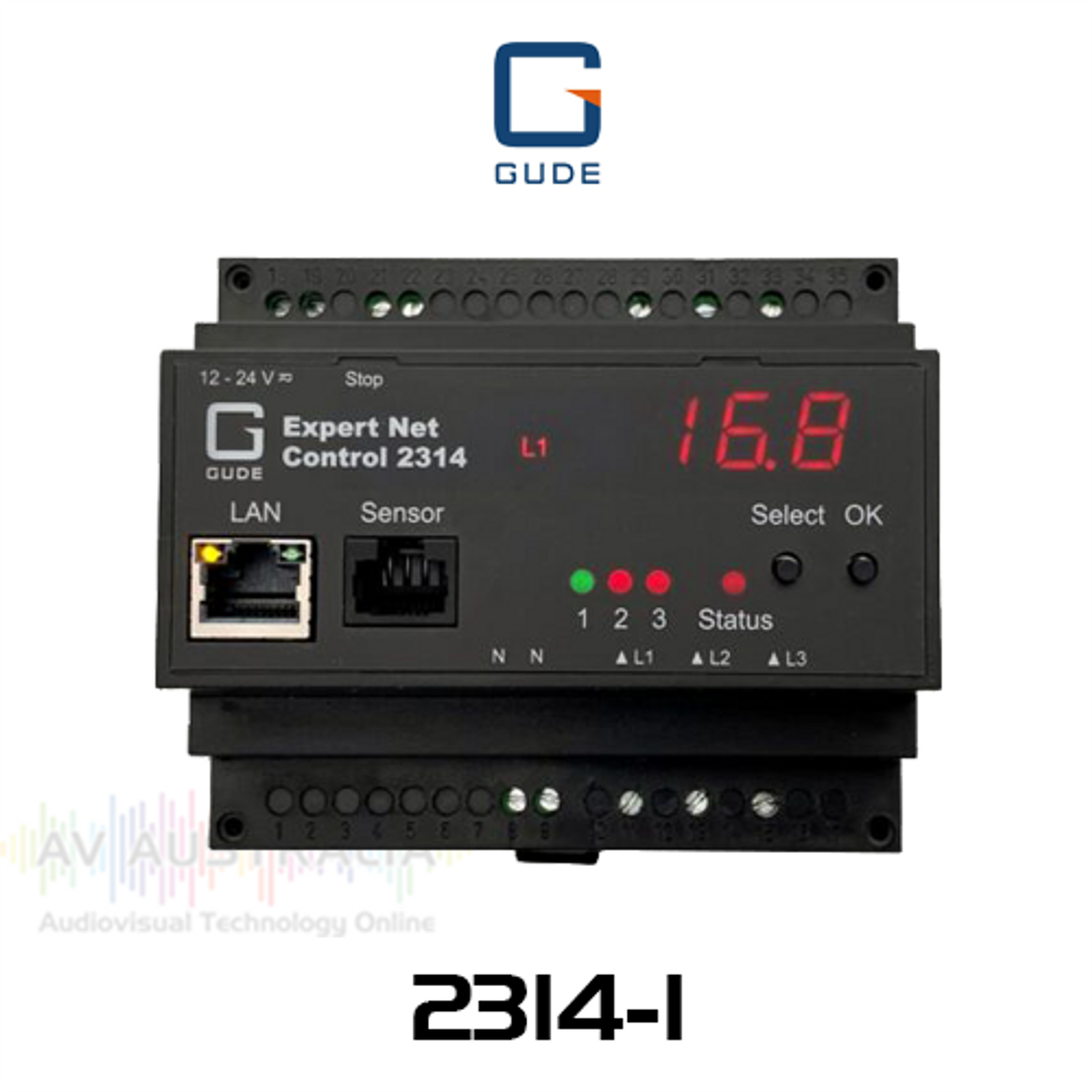 GUDE DIN-Rail Remote Rack Monitoring System with 3 Switchable Relay Outputs