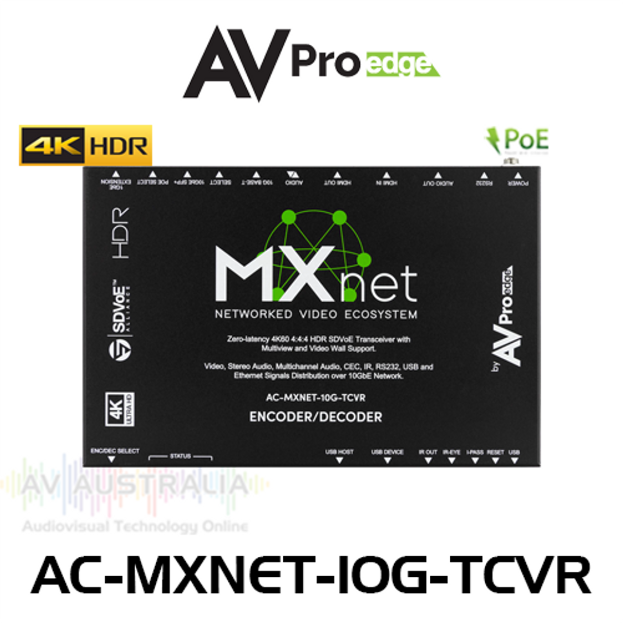 AVPro Edge MxNet 10G 4K SDVoE PoE Transceiver