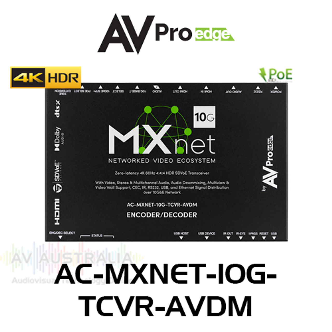 AVPro Edge MxNet 10G 4K SDVoE PoE Transceiver with Downmixing