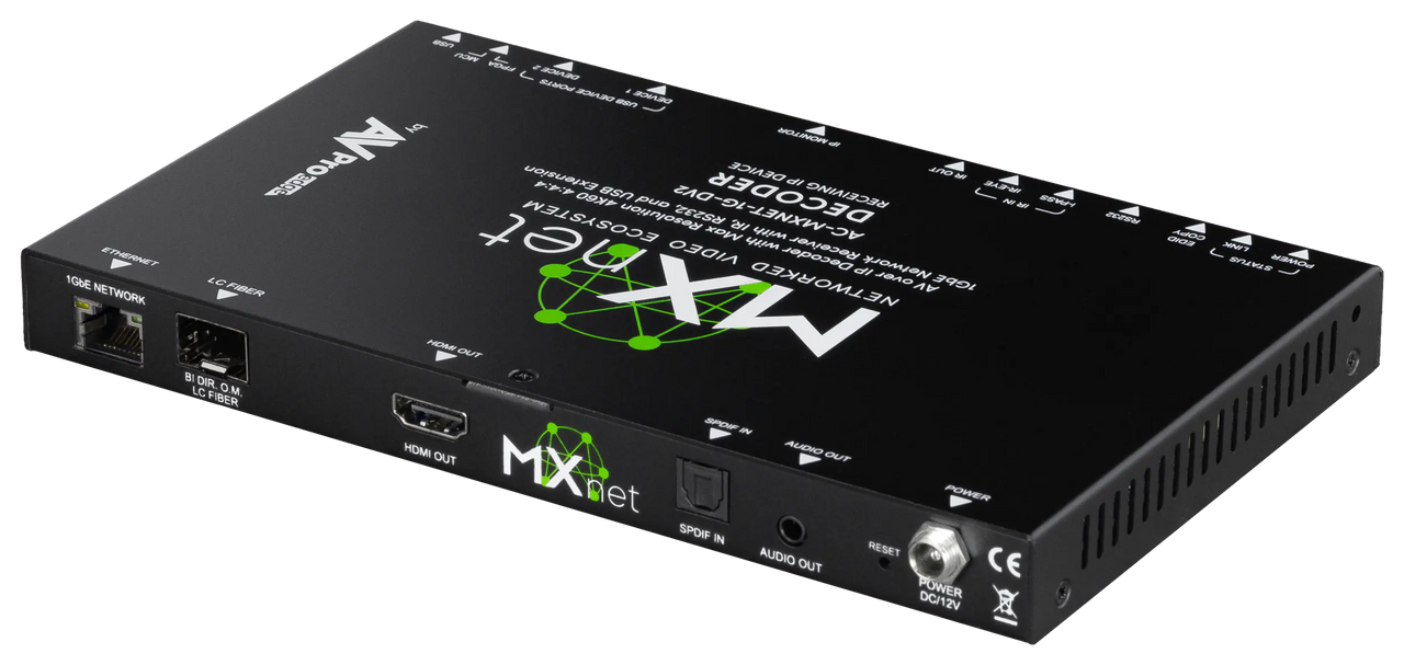 AVPro Edge MxNet 1G Evolution II 4K60 4:4:4 AV Over IP Network Receiver with IR, RS232 & USB Extension