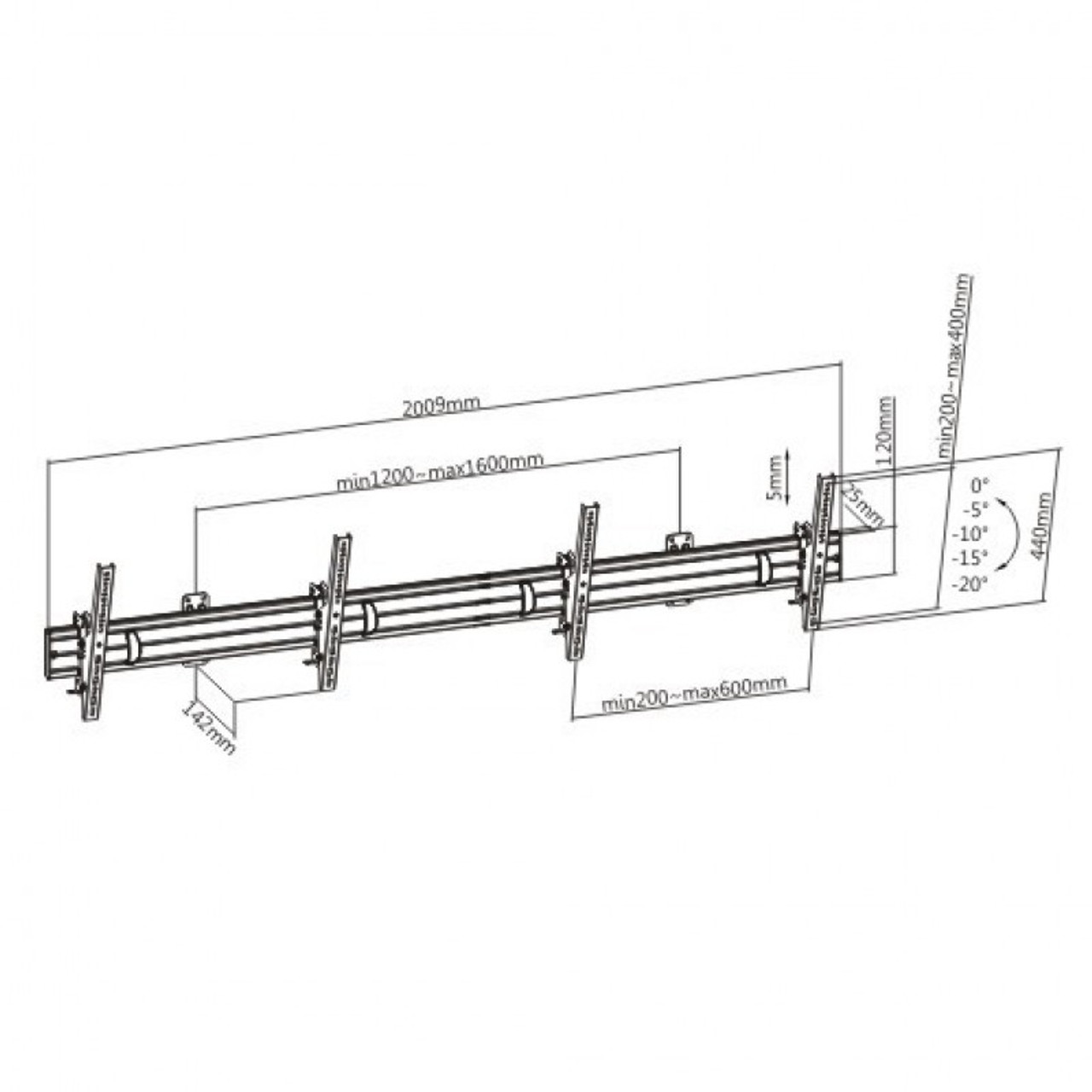 Quantum Sphere LVW10246T 40"-55" Dual Screen Menu Board Tilt Wall Mount