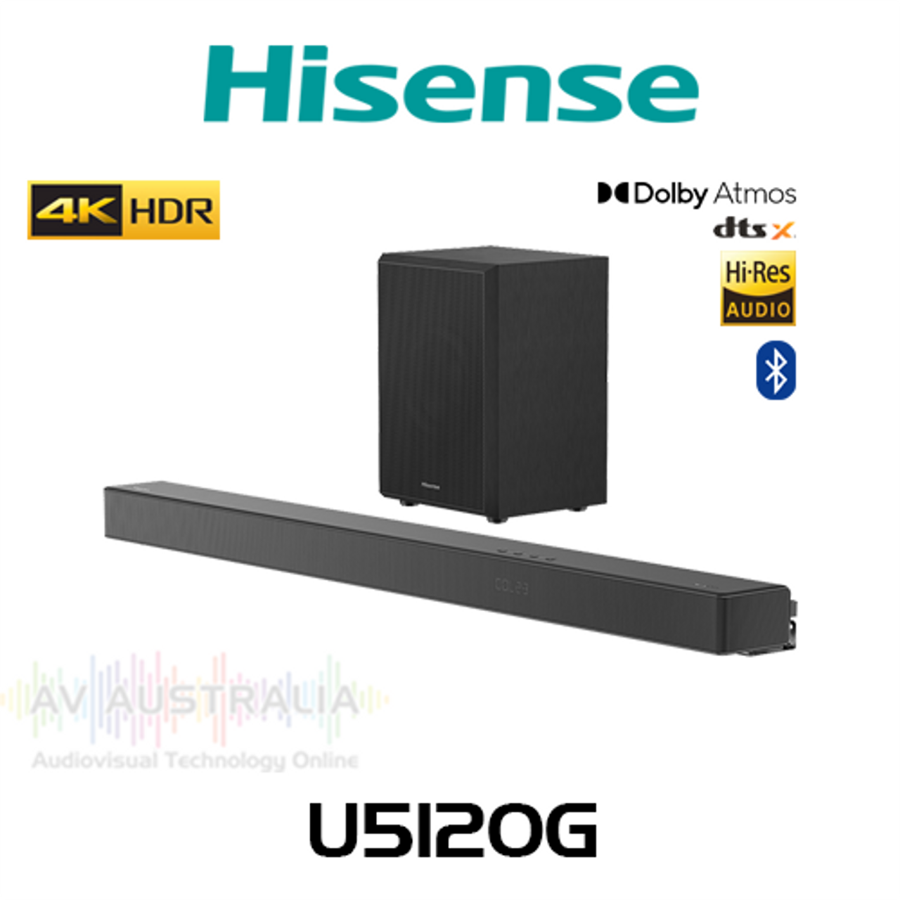 Hisense U5120G 5.1.2Ch Dolby Atmos Soundbar with 8" Wireless Subwoofer