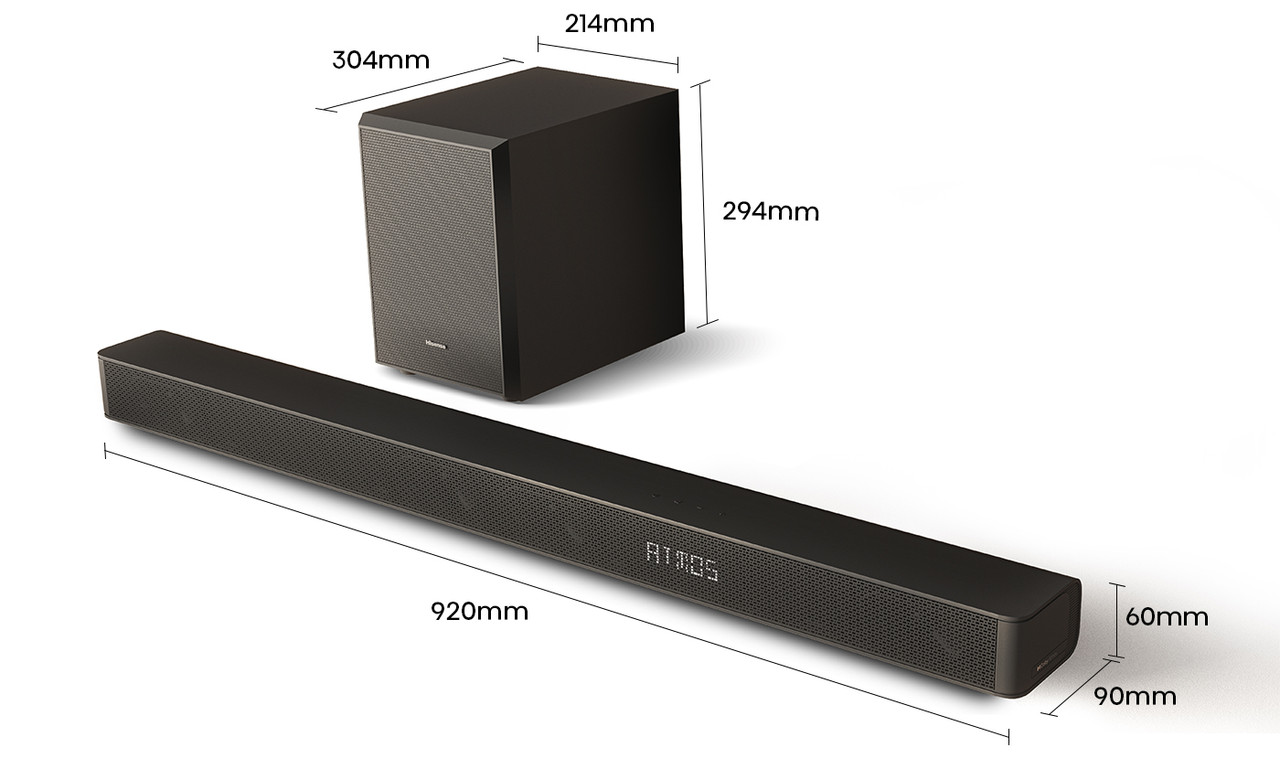 Hisense AX3100G 3.1Ch Dolby Atmos Soundbar with 6.5" Wireless Subwoofer
