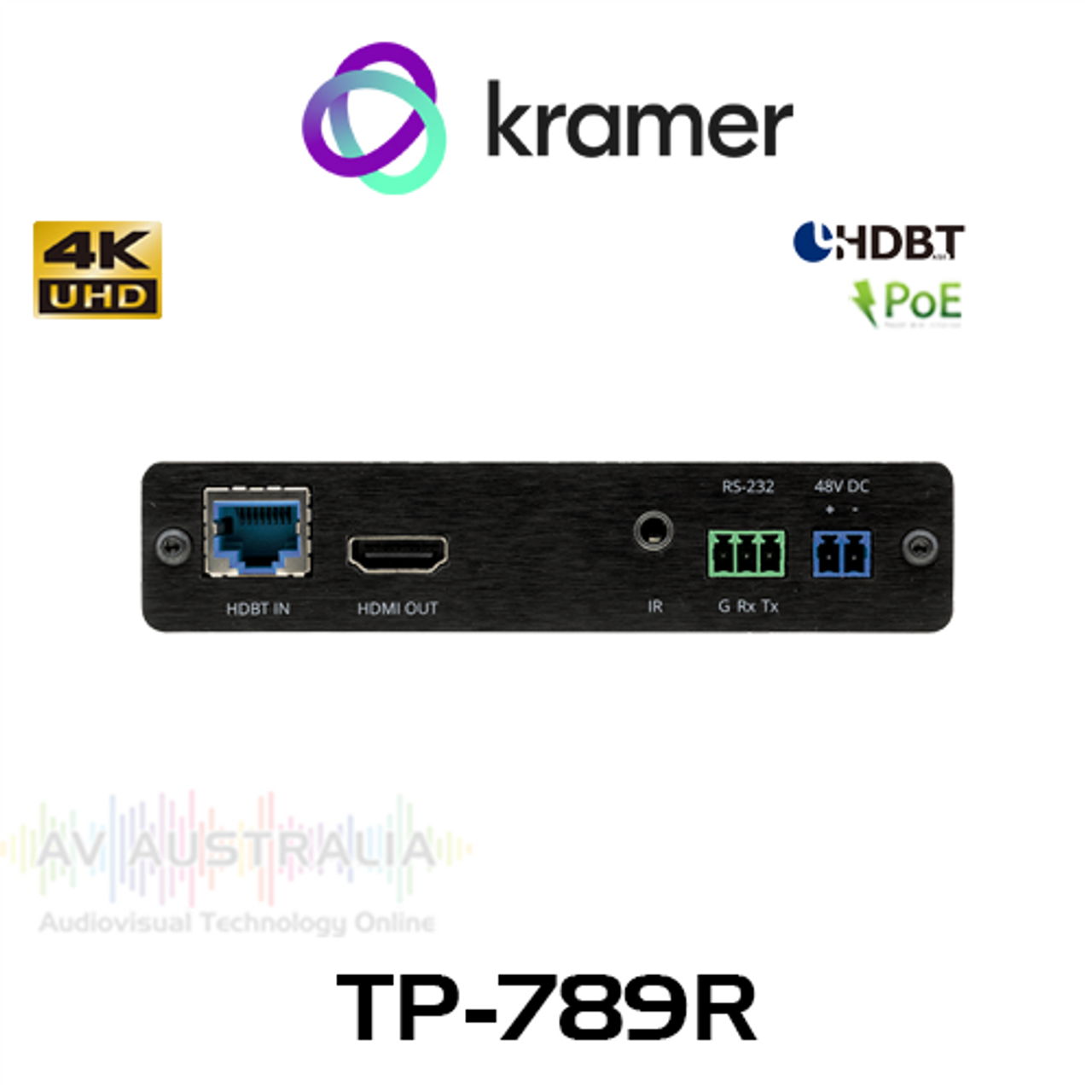 Kramer TP-789R 4K60 4:2:0 HDMI With IR, RS-232 over HDBaseT PoE Receiver (40m)