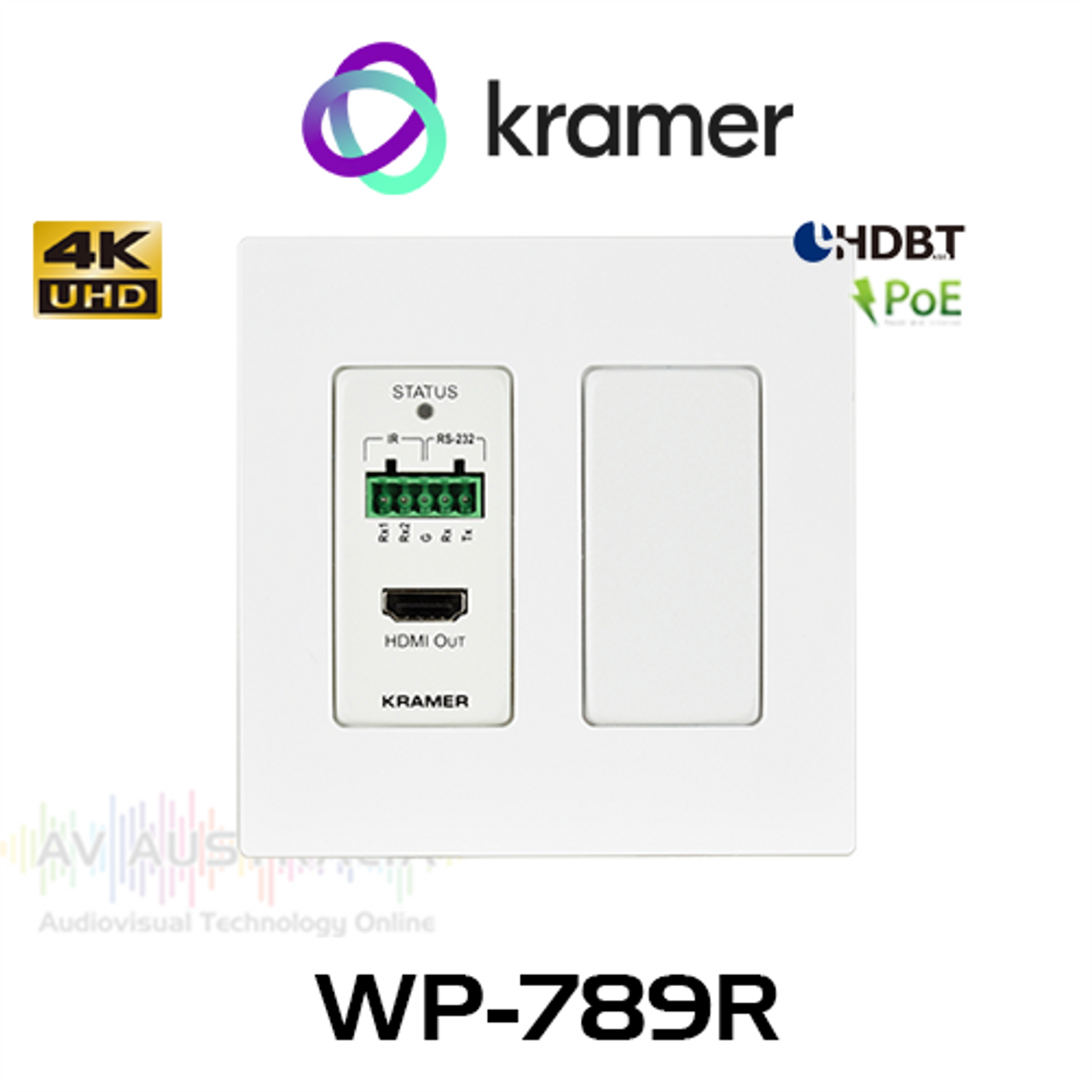 Kramer WP-789R 4K60 HDMI Over HDBaseT PoE Wallplate Receiver with RS-232 & IR (40m)