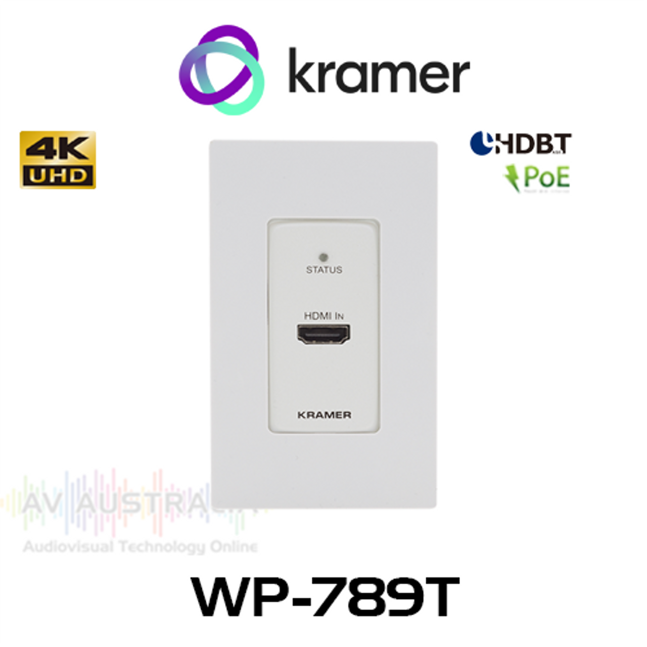 Kramer WP-789T 4K60 HDMI Over HDBaseT PoE Wallplate Transmitter with RS-232 & IR (40m)