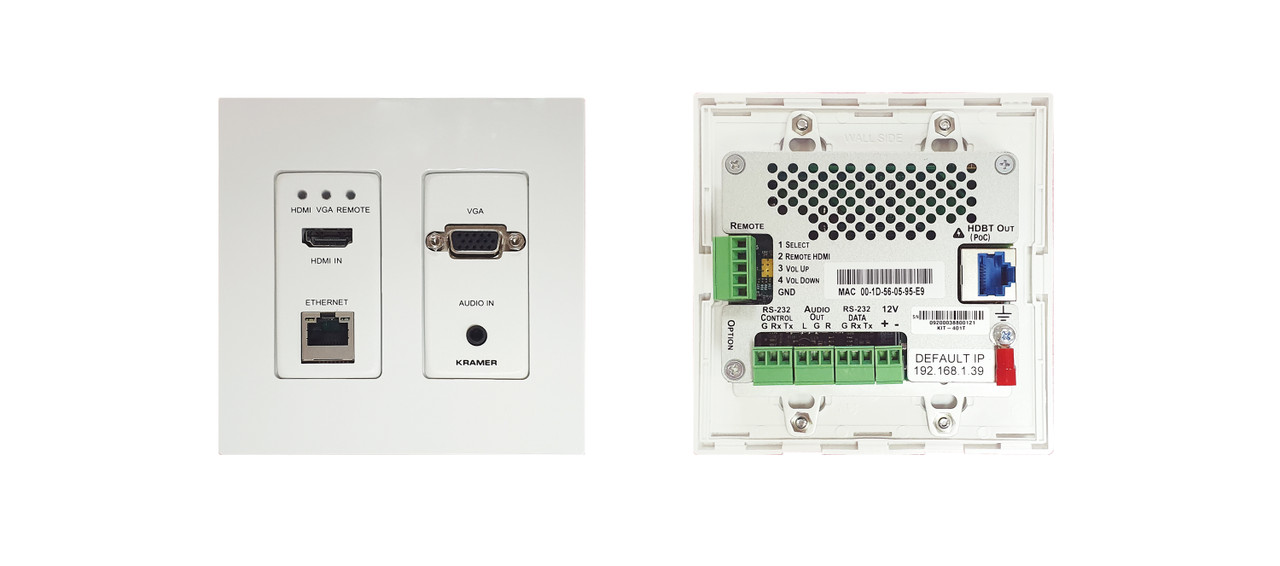 Kramer KIT-401 4K HDMI & VGA Auto Switcher Wallplate over HDBaseT Extender / Scaler Kit