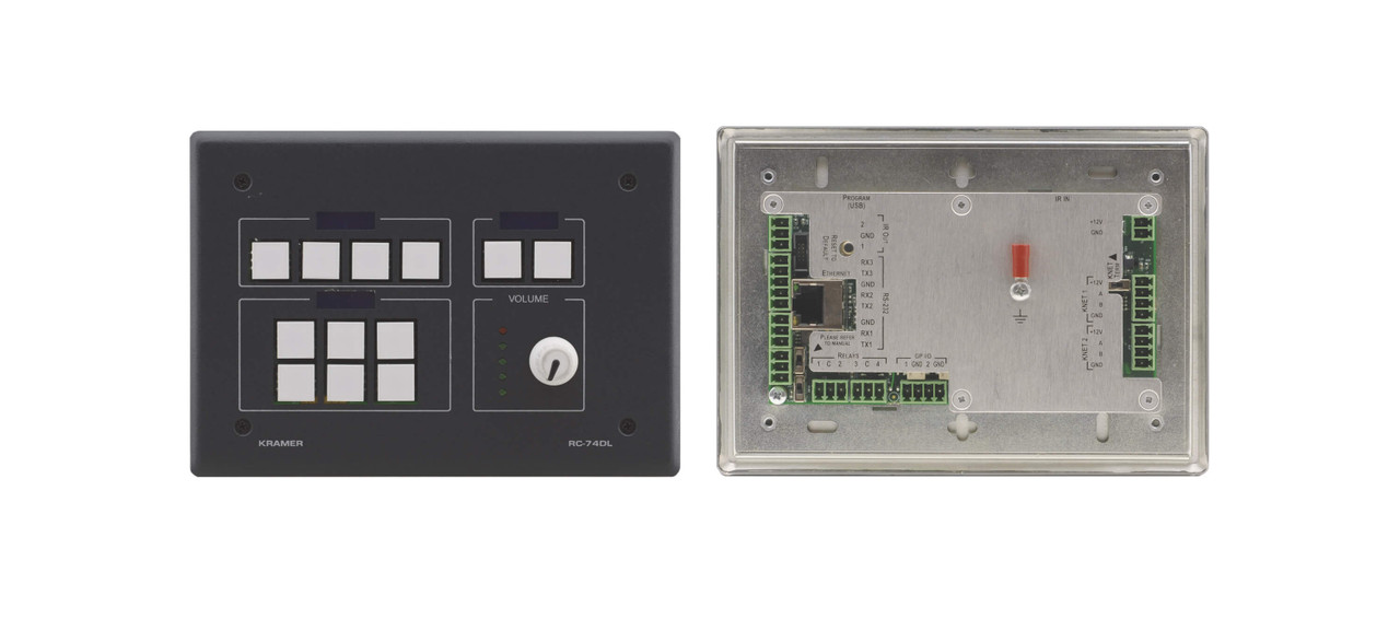 Kramer RC-74DL 12-Button Backlit KNet Control Keypad with Knob & Displays