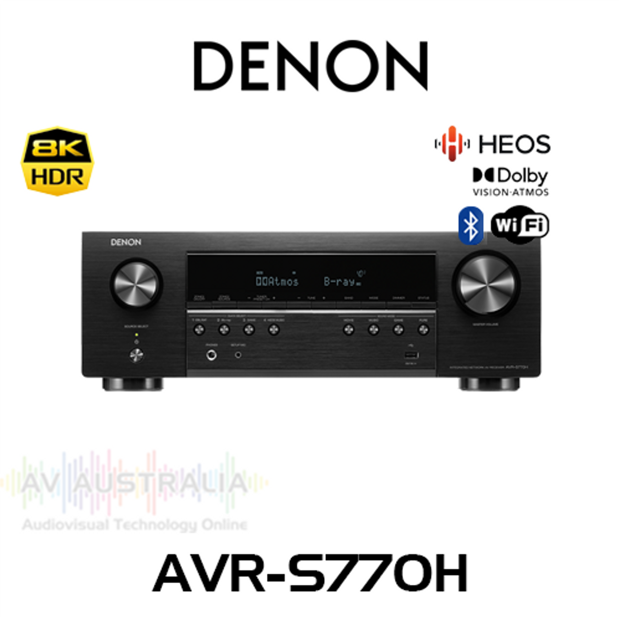 Denon AVR-S770H 7.2-Ch 75W 8K AV Receiver with HEOS Built-in