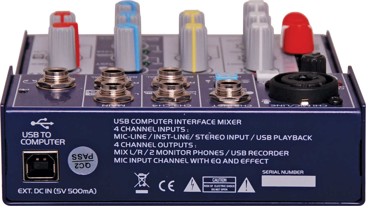 Redback 4-Channel Mixer with USB Output & Effects