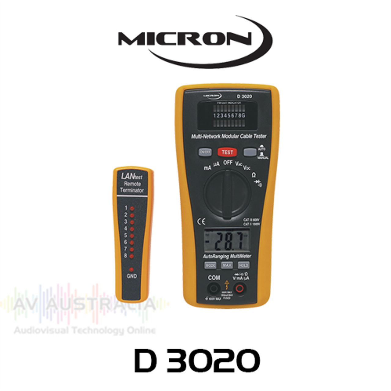 Micron D3020 Auto-Ranging Digital Multimeter With Network Cable Tester 