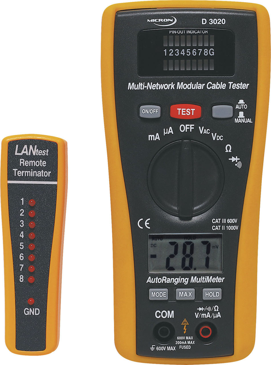 Micron D3020 Auto-Ranging Digital Multimeter With Network Cable Tester 