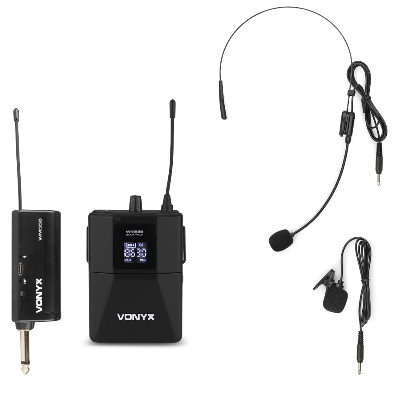 Vonyx WM55B UHF Wireless Bodypack Microphone & Plug-In Receiver (568 – 582 MHz)