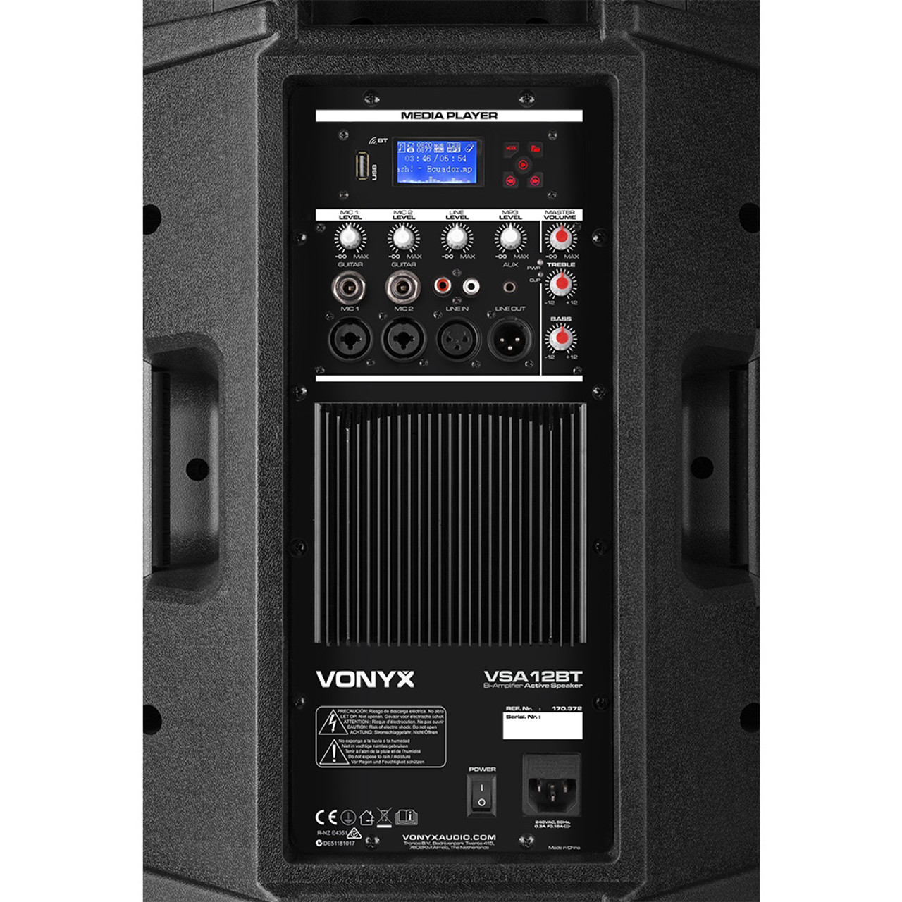 Vonyx VSA12BT 12" 800W Bi-Amplified Active Speaker with Bluetooth/MP3 (Each)