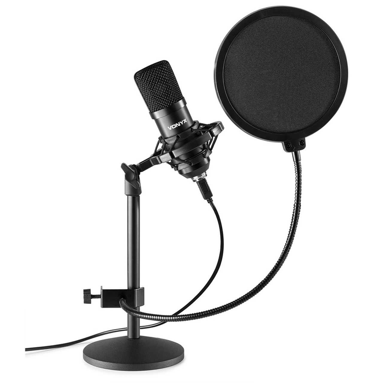 Vonyx CMTS300 USB Studio Microphone Set with Tabletop Stand