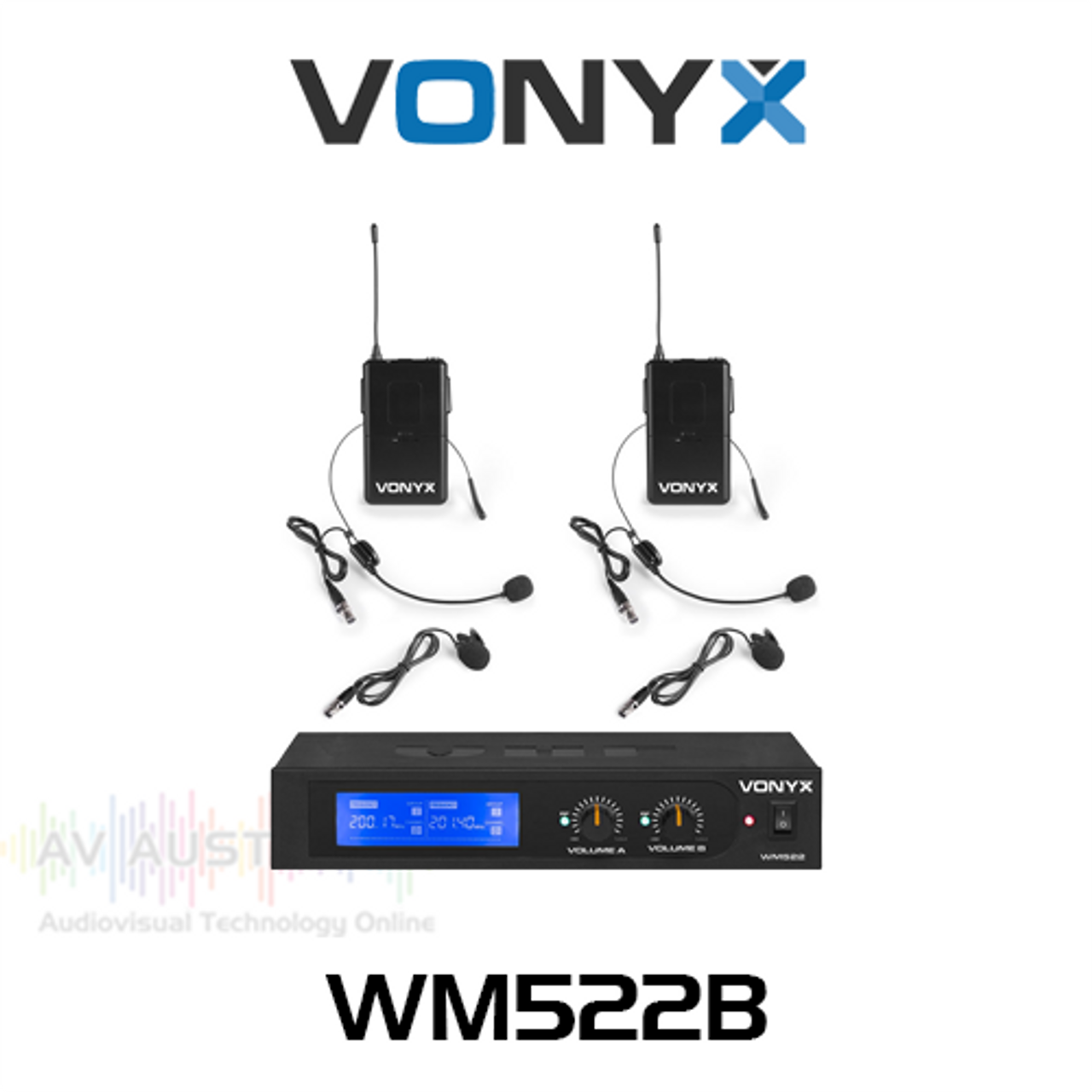 Vonyx WM522B Dual Wireless Bodypack & Headset Microphone System