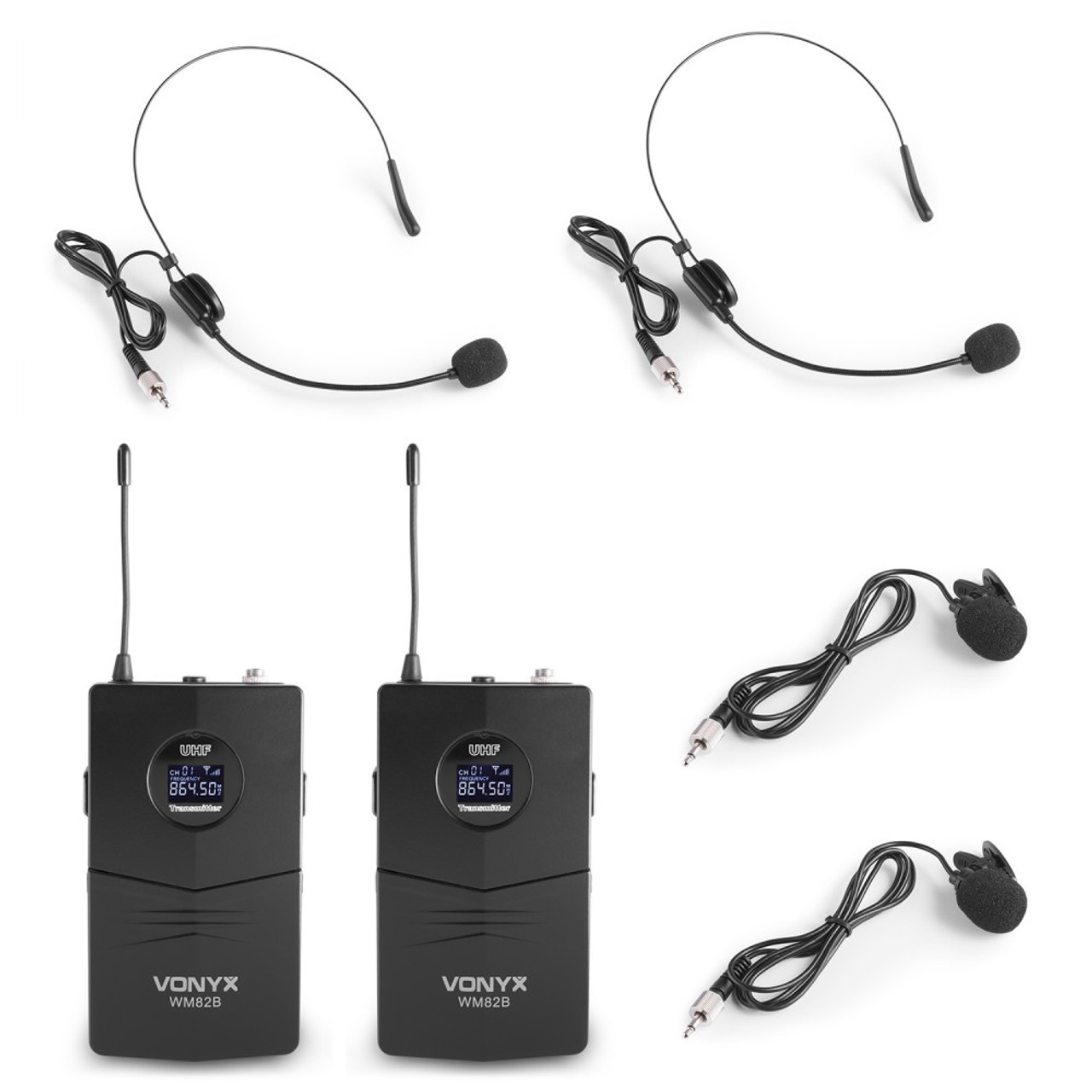 Vonyx WM82BP Dual Wireless Bodypack & Headset Microphone System