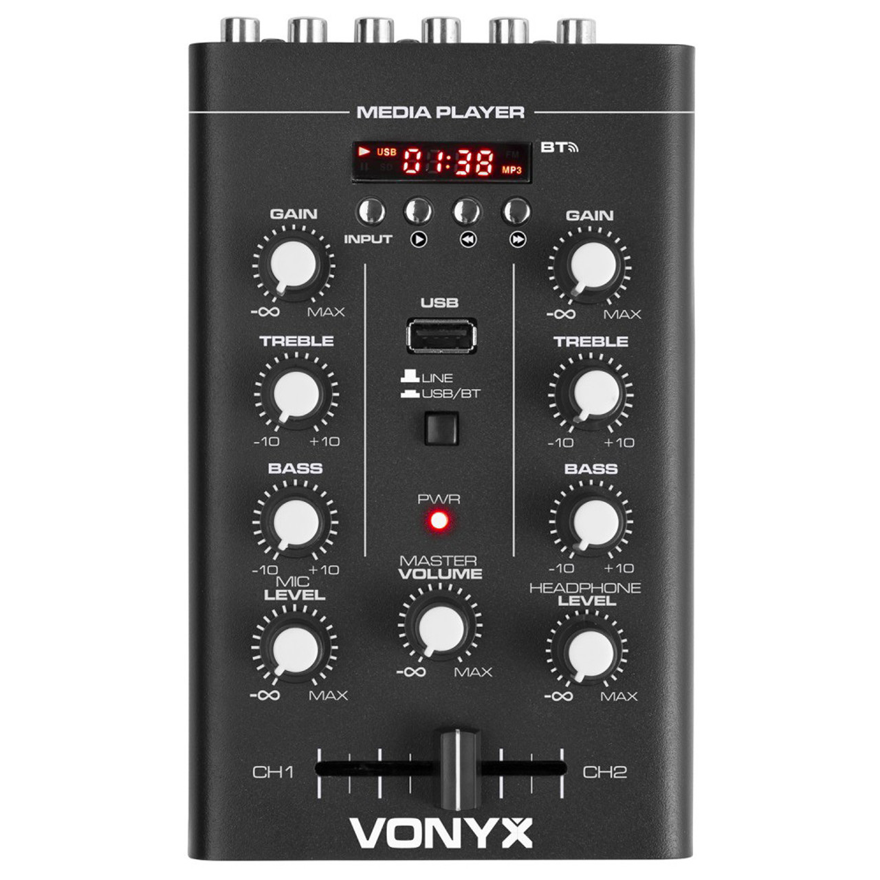 Vonyx STM500BT 2-Channel Mixer with USB/MP3/Bluetooth