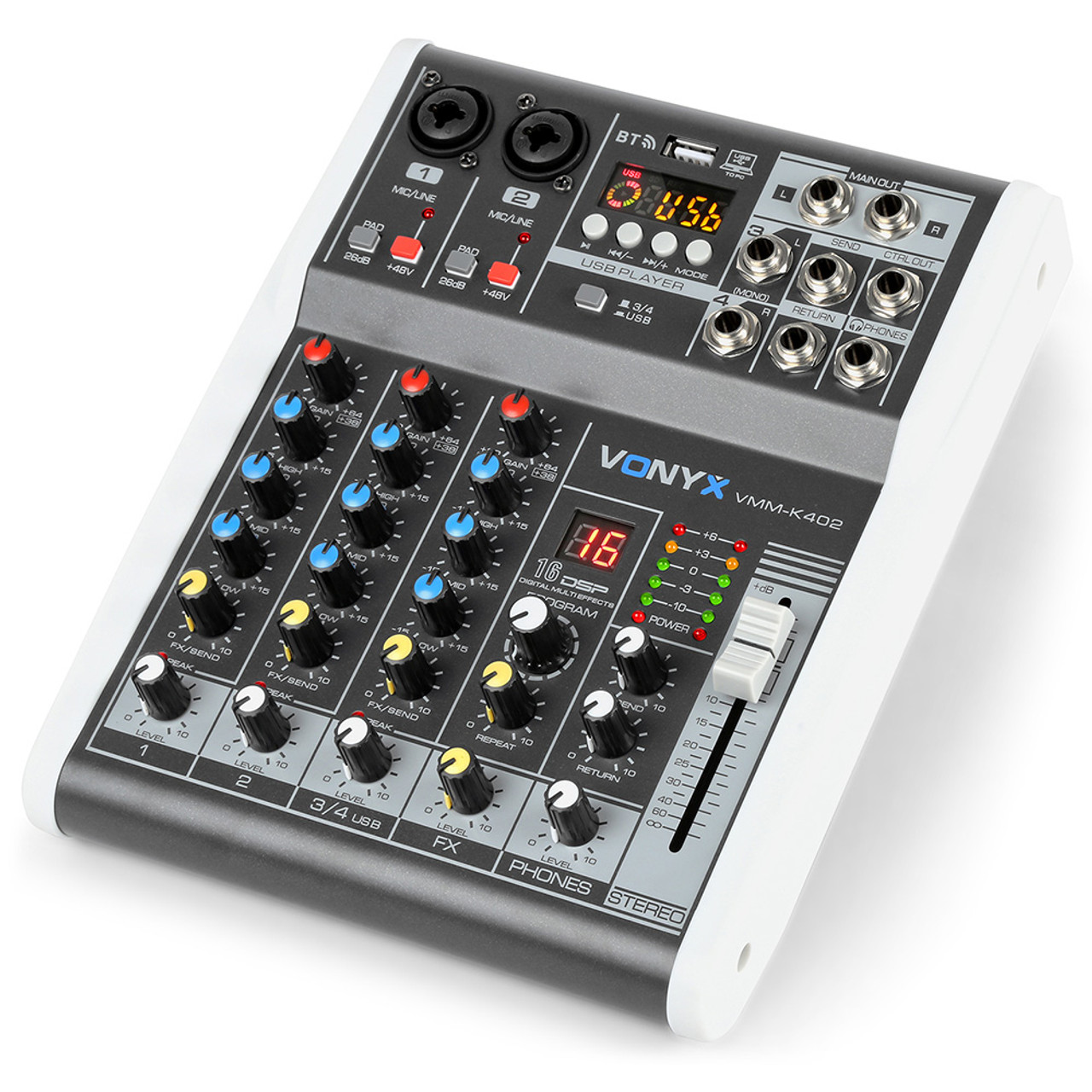 Vonyx VMM-K402 4-Channel PA Mixer with DSP & Bluetooth