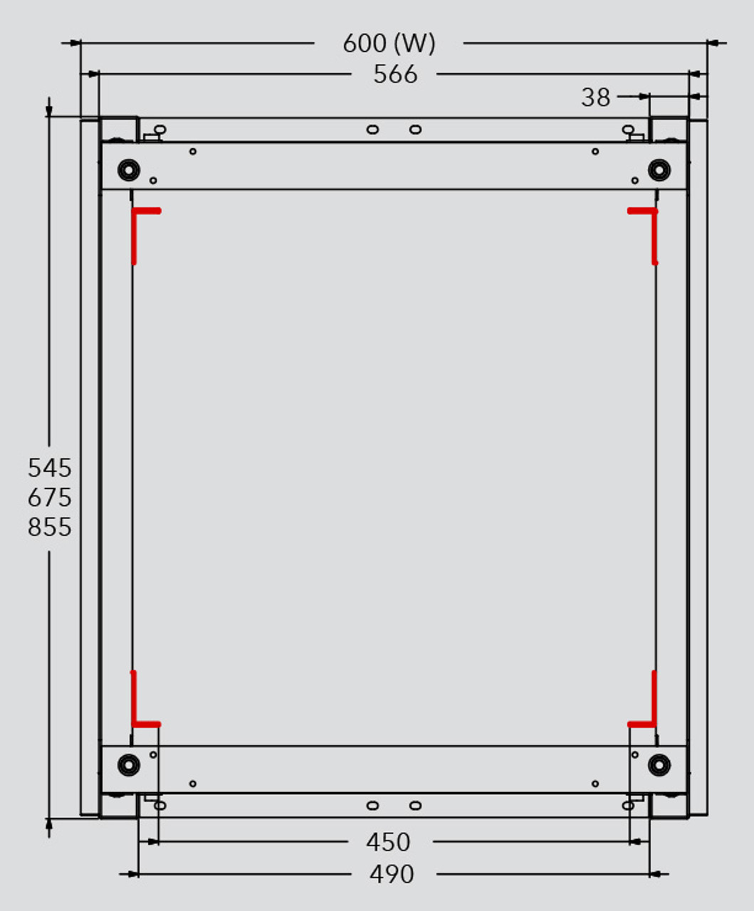 MFB Type A 545, 675, 855mm Depth 19" Floorstanding Rack (12, 18, 24, 27, 33, 39, 45RU)
