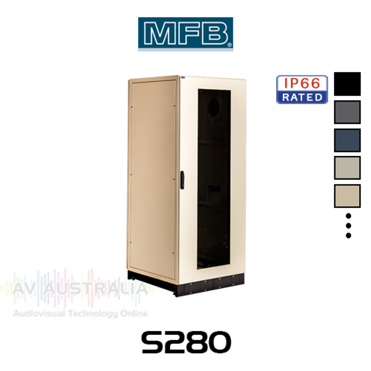 MFB S280 450-1000mm Depth IP66 Industrial Floorstanding Rack (6, 12, 18, 27, 39, 42, 45 RU)