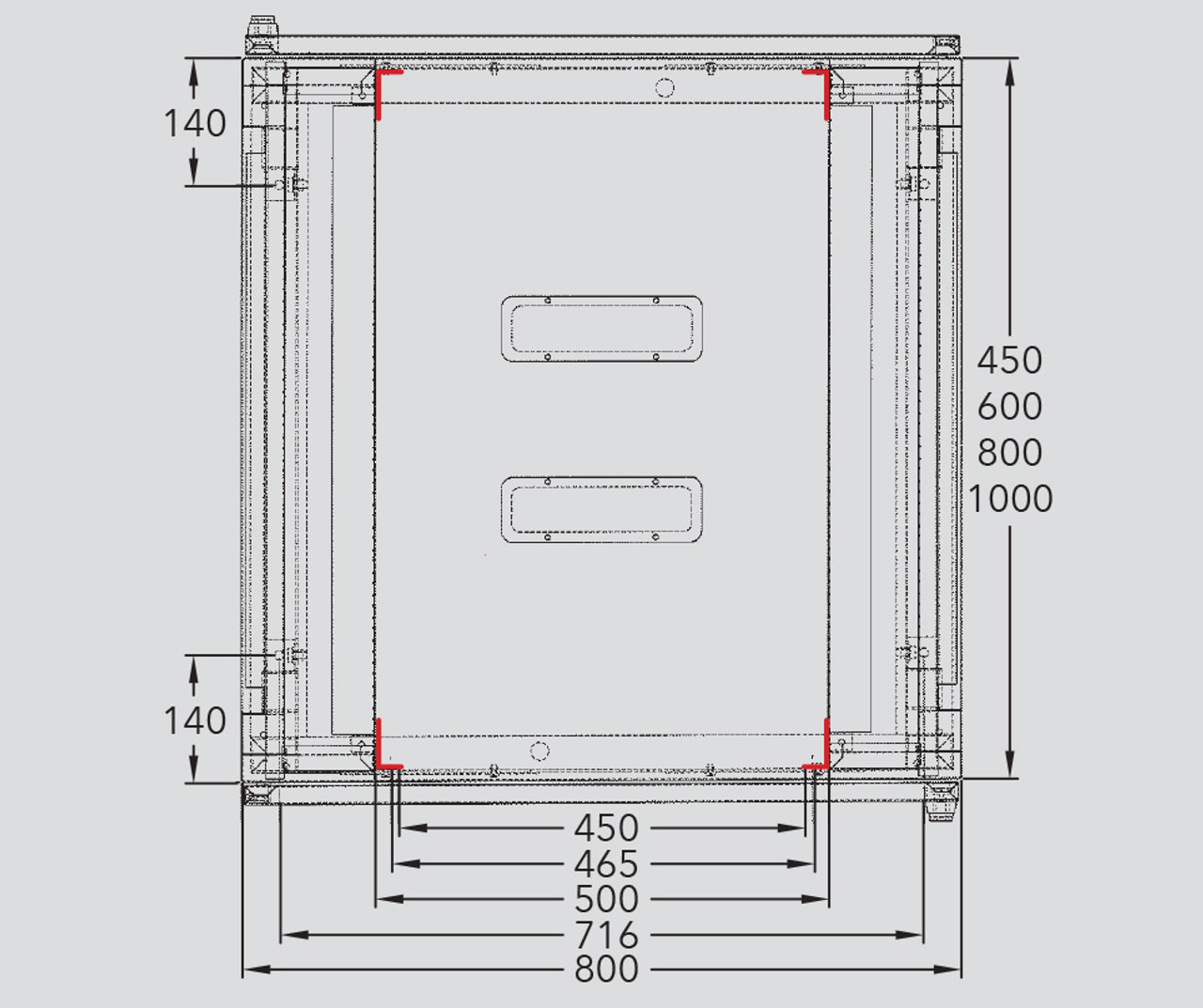 MFB S280 450-1000mm Depth IP66 Industrial Floorstanding Rack (6, 12, 18, 27, 39, 42, 45 RU)