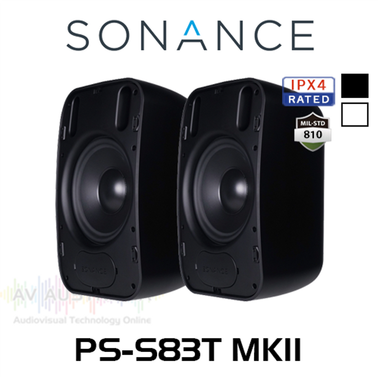 Sonance PS-S83T MKII 8" 70/100V Outdoor Surface Mount Speakers (Pair)