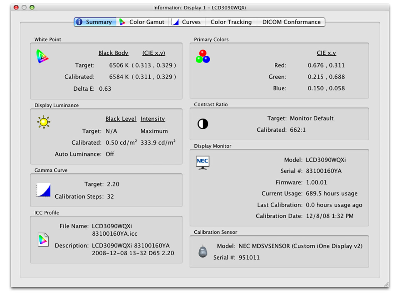NEC SpectraView II Display Calibration Software