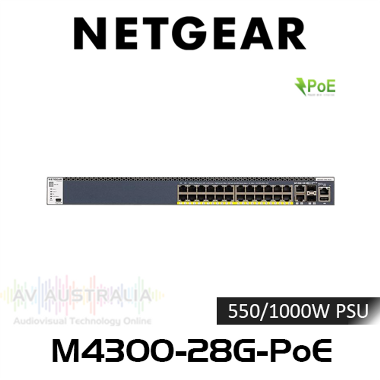 Netgear M4300-28G-POE 24-Port PoE Gigabit Layer 3 Stackable Managed Switch with 2x 10G & 2x SFP & PSU